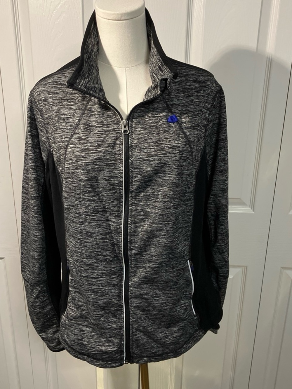 Tangerine Heathered Black Full-Zip Performance Jacket
